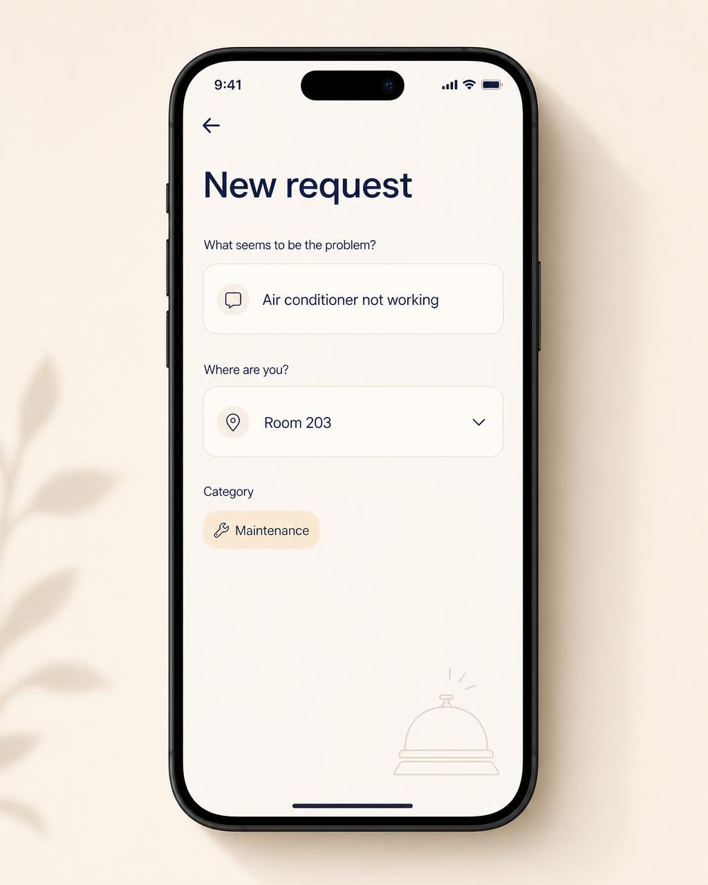 A guest request captured in a clear, consistent format on a phone